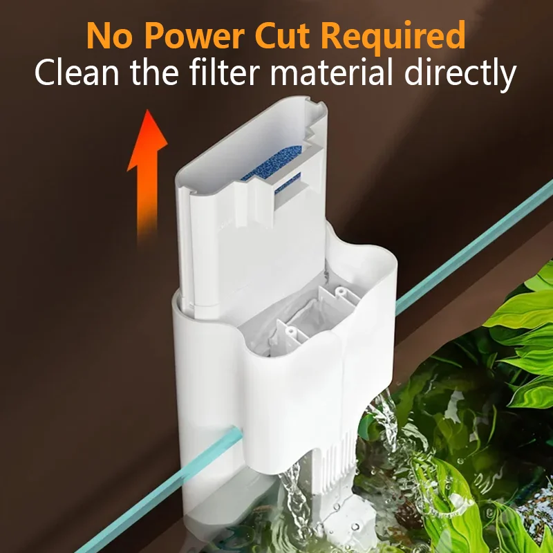 

Silent Fish Tank Water Filter Aquarium Dual-Head Outlet Oxygenator Wall Mounted External Water Pump Detachable Extension Tube