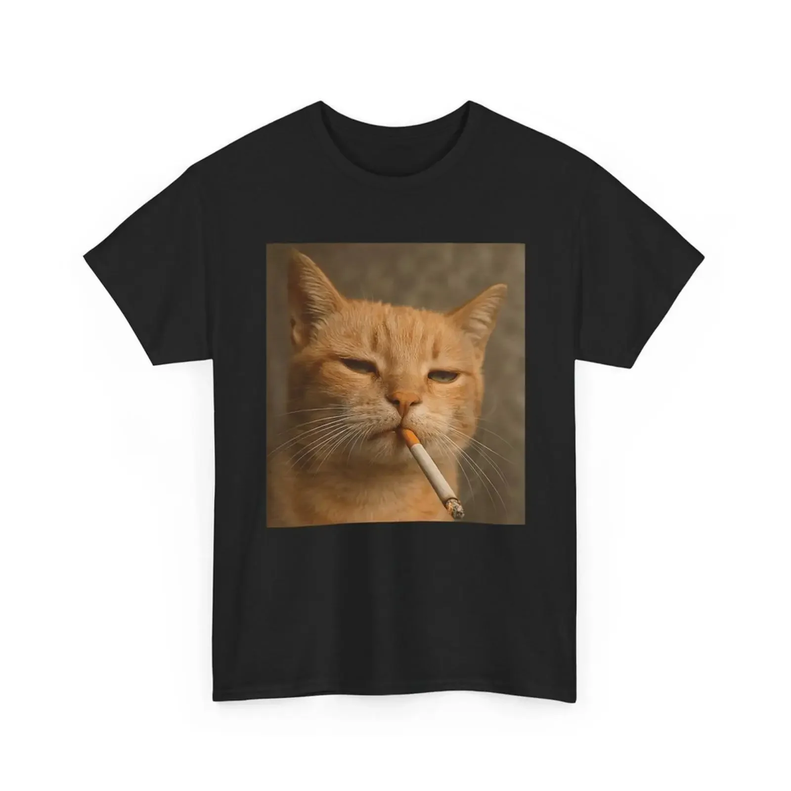 Katzen-Meme Lustiges Rauch-T-Shirt für Liebhaber Schwarz S 5XL N2012 Vintage Gewaschen Streetwear Dehnbares Oberteil für den Alltag Stylisch