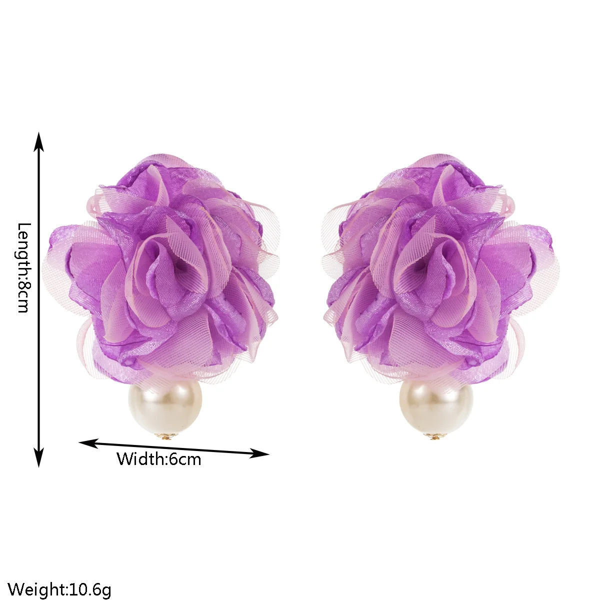 Romantic Layered Mesh Flower Stud Earrings Shimmering Pearl Accent Floral Ear Pins Elegant Wedding Bride Earring Accessories
