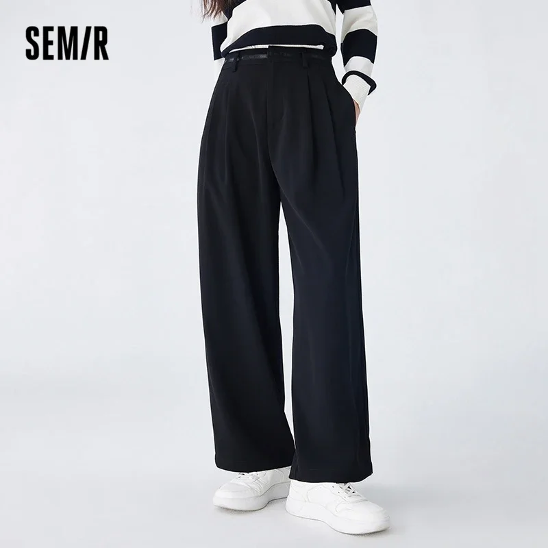 

Semir Women Pants Casual Pants Autumn New Easy-care Drape Wide-leg Fashion Commuting Simple Personality Letter Trousers Pants