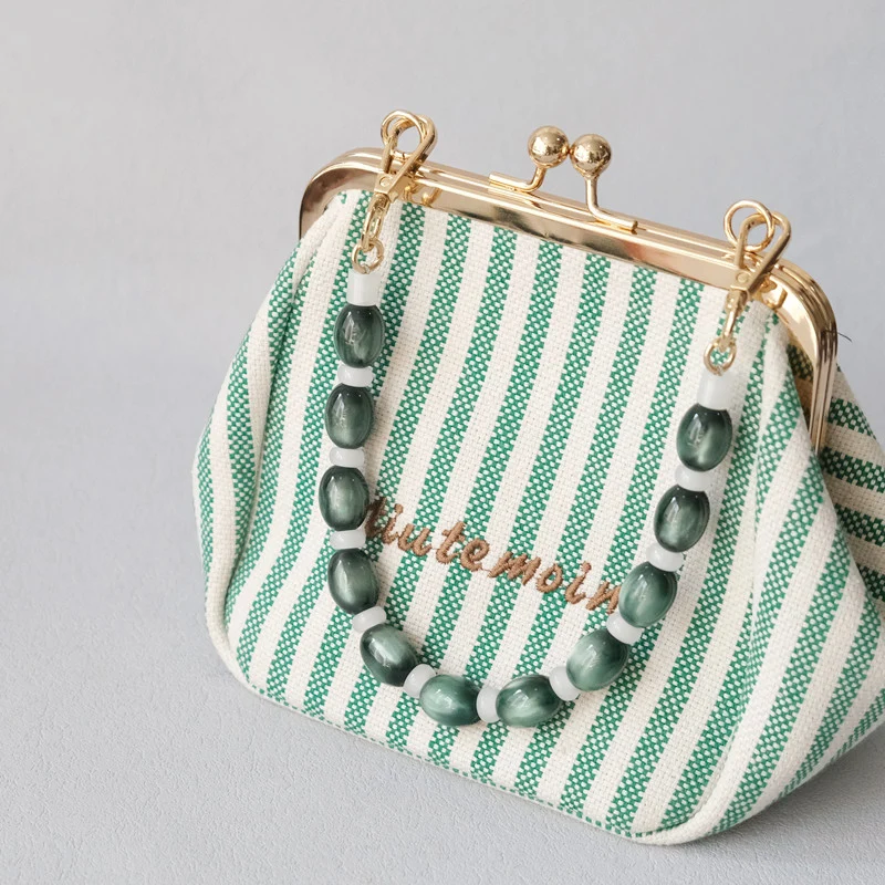 New Fashion Autumn Woman Bag Accessory Detachable Luxury Beaded Chains Cute Acrylic Strap Women Handbag Shoulder Handle Chain