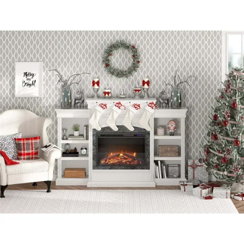 heating heating electric fireplace, mantel fireplace, white