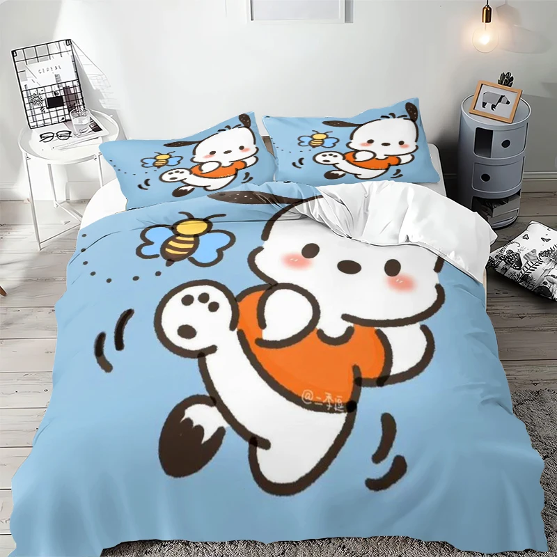 

Duvet Cover Pochacco Bedding Set 2-Piece Set 3-Piece Set Microfiber 3D Printed Cartoon Anime Pattern Children Gift