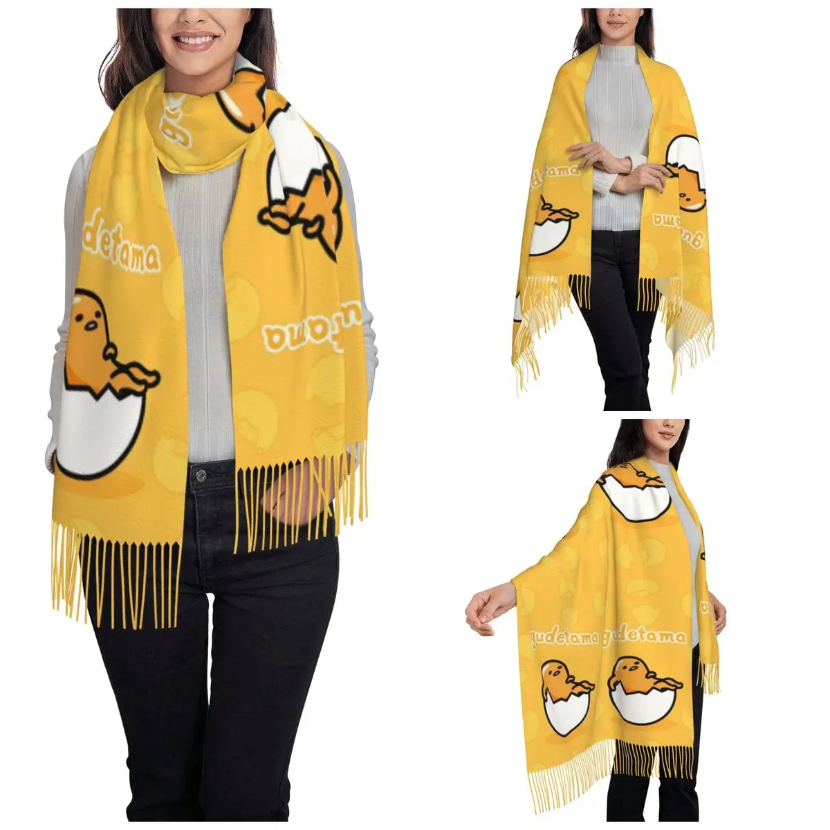 Gudetama The Lazy Egg Shawl Wrap for Women Winter Large Soft Scarf Pashmina Shawl Scarves