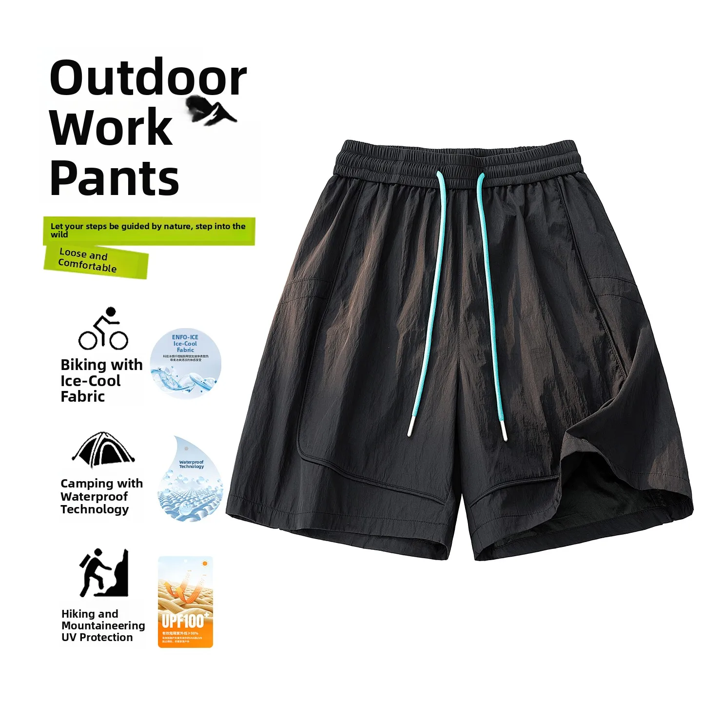 Women's Sporty Lightweight Breathable Quick Dry Short Pants Summer Casual Straight Leg Polyester Fiber Zipper Pocket Shorts