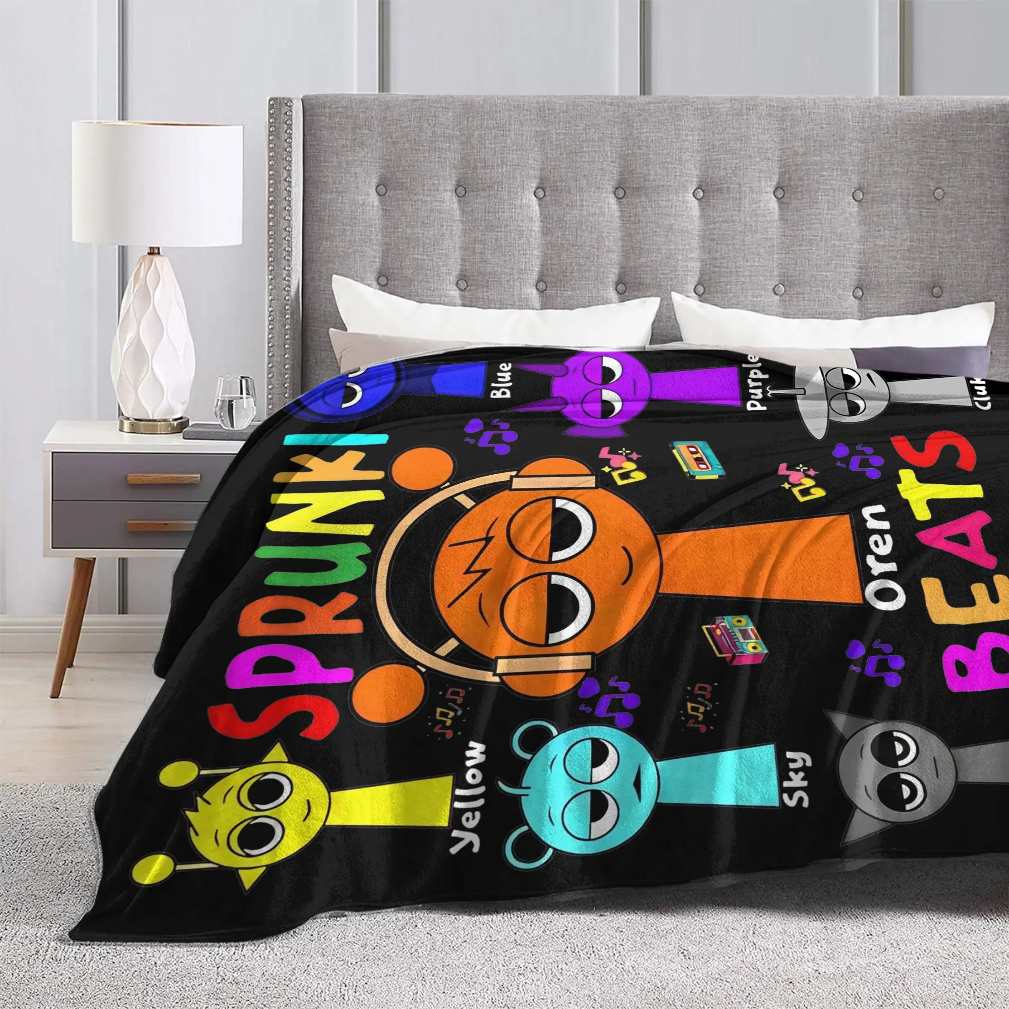 Sprunki Blankets Velvet  Lightweight Throw Blankets for Car Sofa Couch Bedroom Quilt