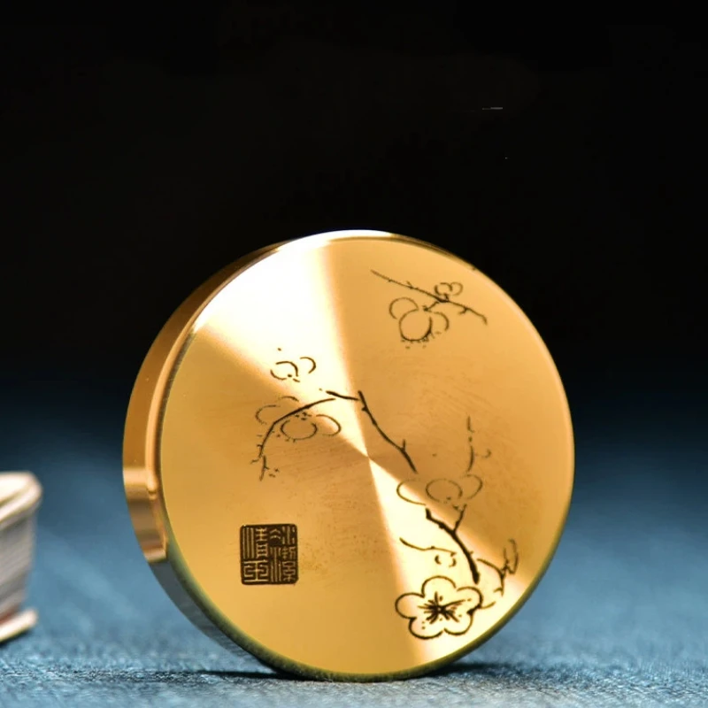 Brass Paperweight Round Chinese-style Metal Creative Paperweight for Writing Brush Calligraphy Holder Stationery Ornament Gifts