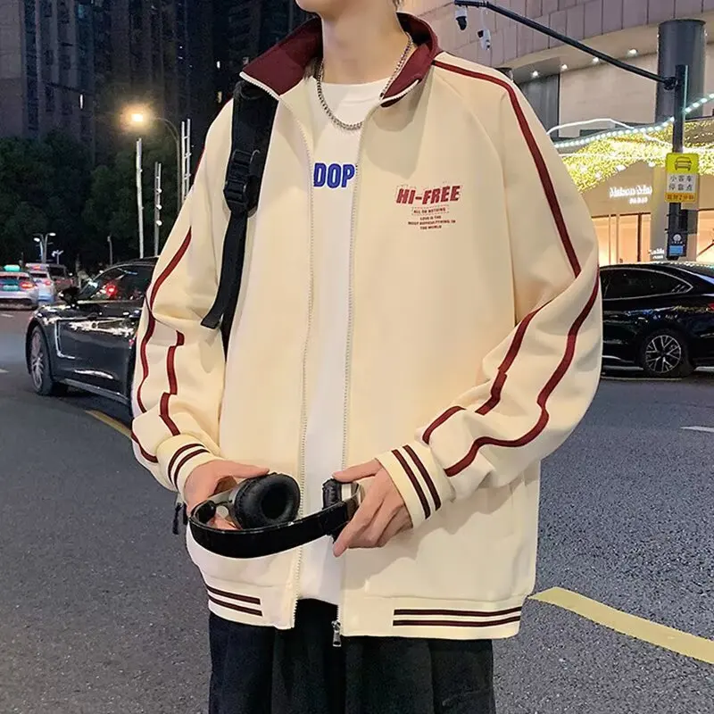 Collar jacket for men Spring and Autumn 2025 new style handsome cardigan for teenagers and students hoodie American casual jacke