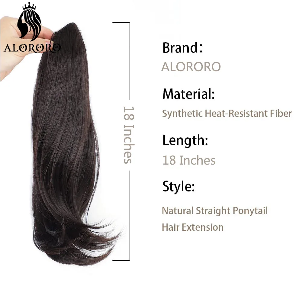 Extensiones de Cabello sintético para mujer, postizo de cola de caballo larga y recta, resistente al calor, 18 pulgadas, fiesta diaria