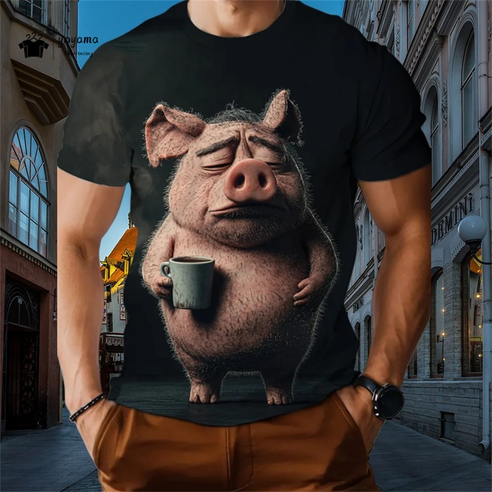 Summer Tops Cartoon Animal Printed T-Shirts for Men Tops Short Sleeve Tee Men's T-Shirt Round Neck Fashion Man Designer Clothes