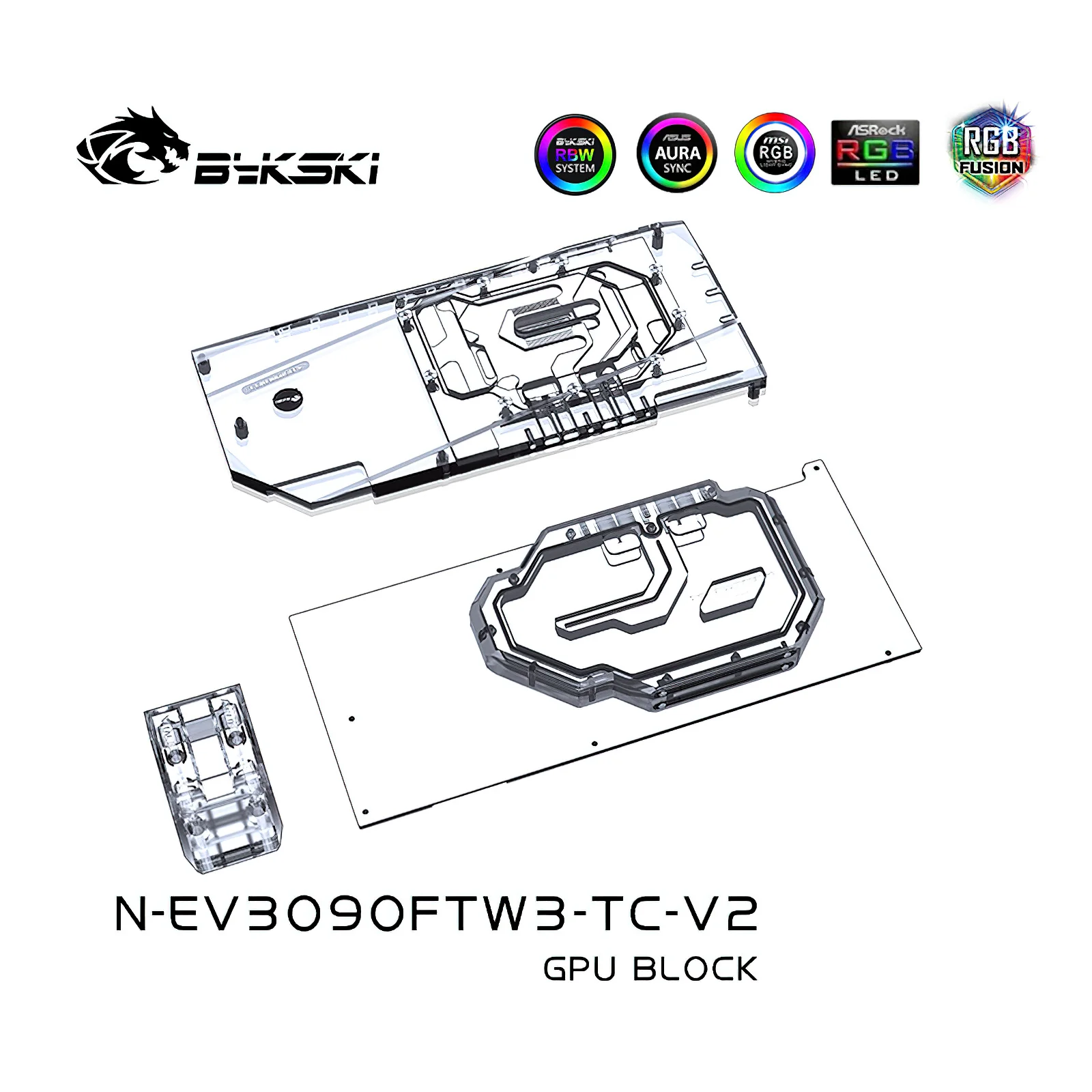 Imagem -03 - Bykski Duplo Lado Gpu de Resfriamento Líquido Bloco para Evga Rtx 3090 3080 Ftw3 N-ev3090ftw3-tc-v2