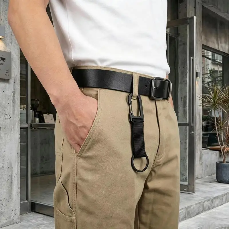 Gurtband-Federhaken Karabiner Schnellverschluss Schlüsselring Schlüsselanhänger Rucksackzubehör für Outdoor-Camping, Wandern, EDC-Ausrüstung – Detail 9