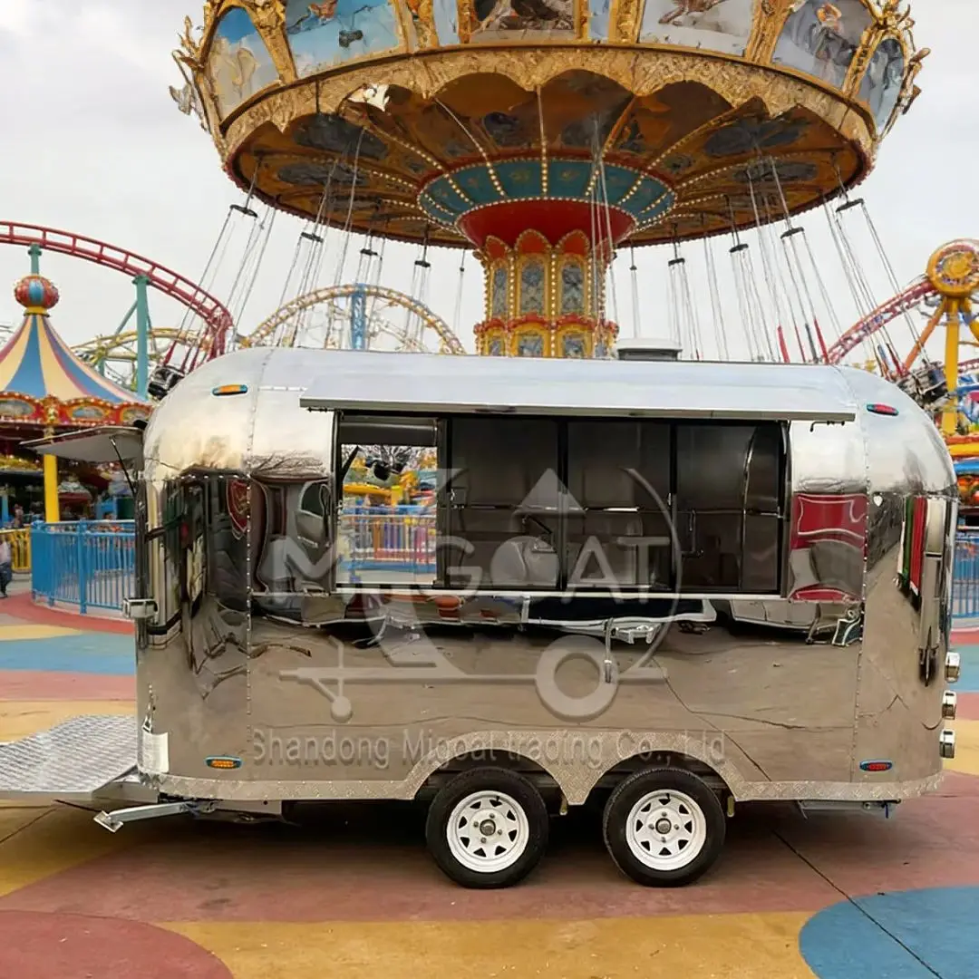 

Stainless Steel Airstream Food Trailer Mobile Coffee Ice Cream Burger Snack Truck Bar