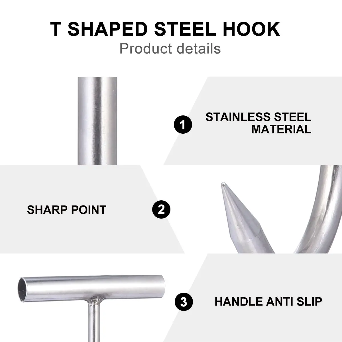 

Stainless Steel Meat T Shaped Hook With Handle For Butchering Butcher Shop Tool Kit Never Rust Sharp Hook For