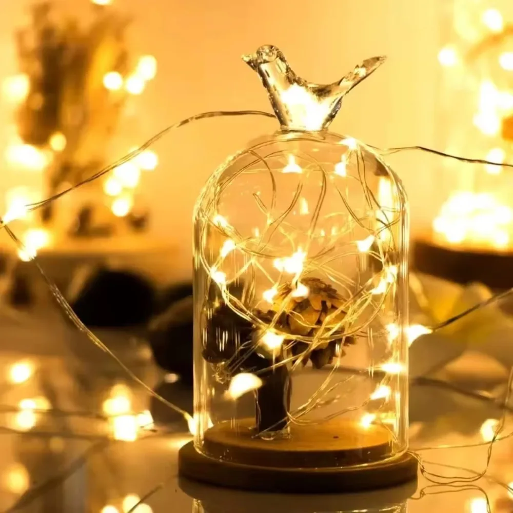 LED Christmas Copper Wire Fairy Lights USB Powered Remote Control 8 Modes Timer Dimmable for Party Home Table Decoration