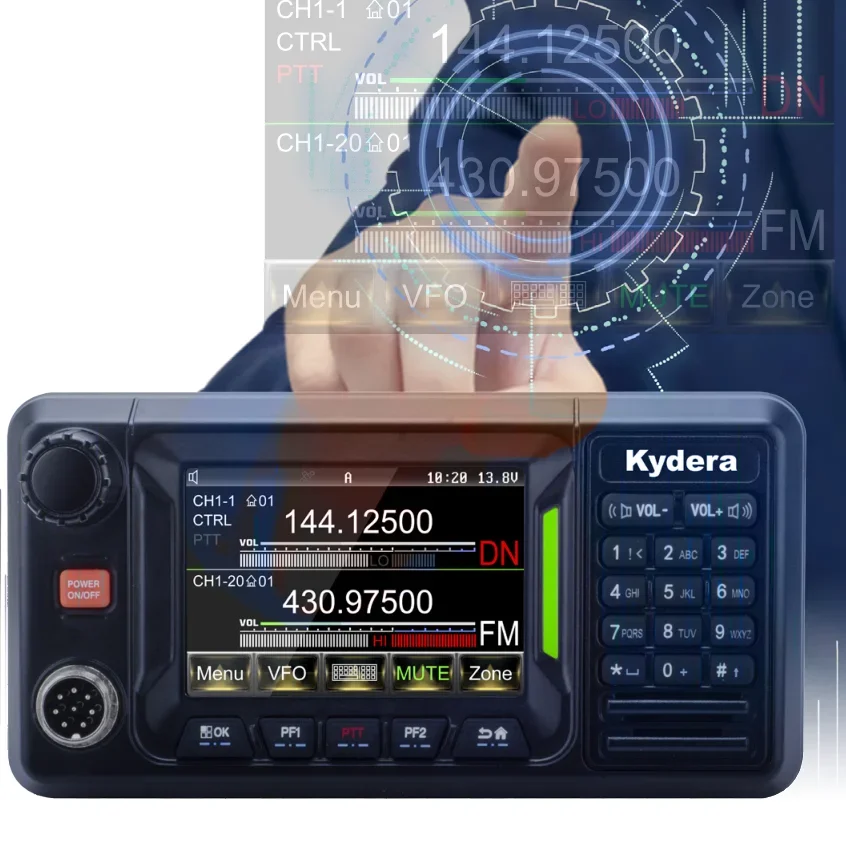 Wodoodporne radio samochodowe IP67 Kydera CDR-500UV GMRS 30W MINI DMR mobilny transceiver z ekranem dotykowym metalowa obudowa radio dwukierunkowe