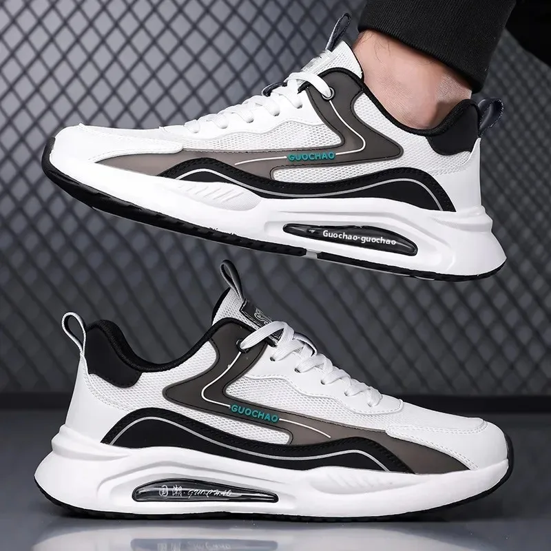 Men's Sports Shoes: Casual Lace-up Flat, Lightweight, Four-season Color-matched Outdoor High-quality Large-sized Running Shoes