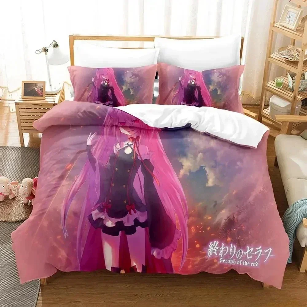 

Fashion Seraph of the end Bedding Set Printed With Pillowcase Duvet Cover Soft Queen King Size Bedclothes Home Adult Kid Bedroom
