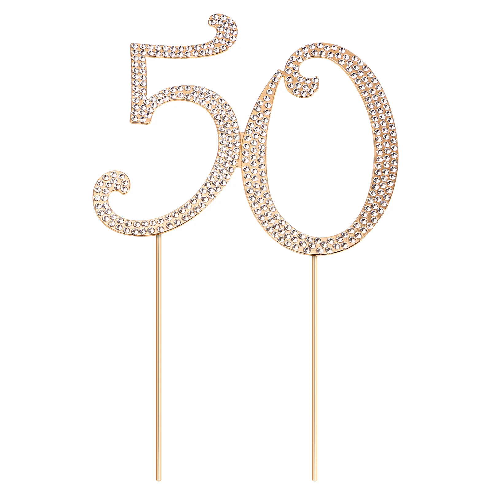 Happy Birthday Cake Topper 50 Shiny Rhinestone Gold Trim The Number Bling Crystal 50th Wedding Decorations