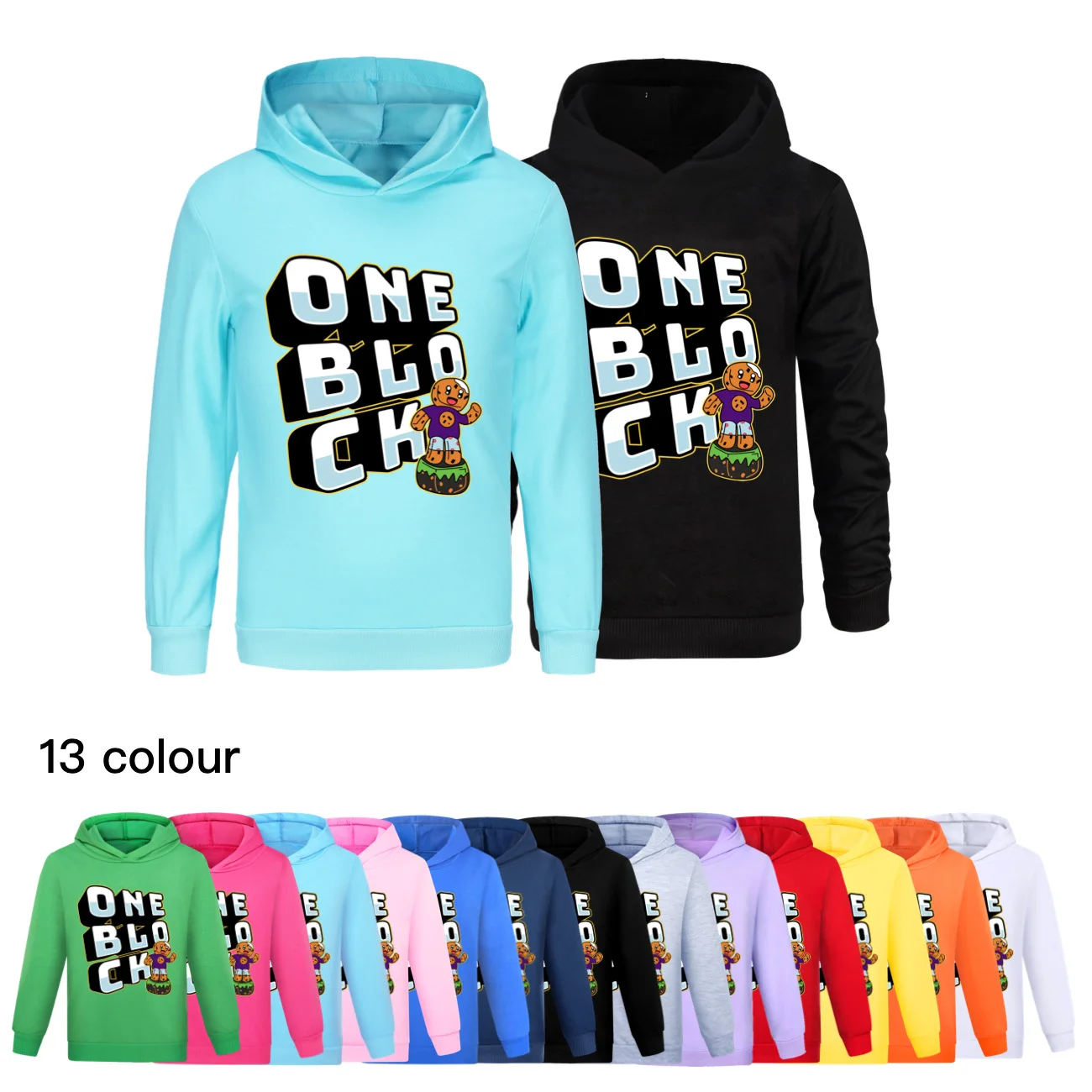 

Kids Clothes Cotton oneblock Hooded Sweater Streetwear Sweatshirt Cartoon Pullover Hip Hop Teenager Boys Girls Clothing3773