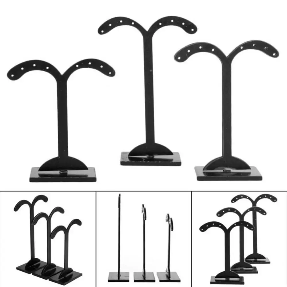 3Pcs  Black Acrylic Stand Holder Show Rack Crotch Earring Ear Studs Jewelry Rack Display Storage Hanger Holders