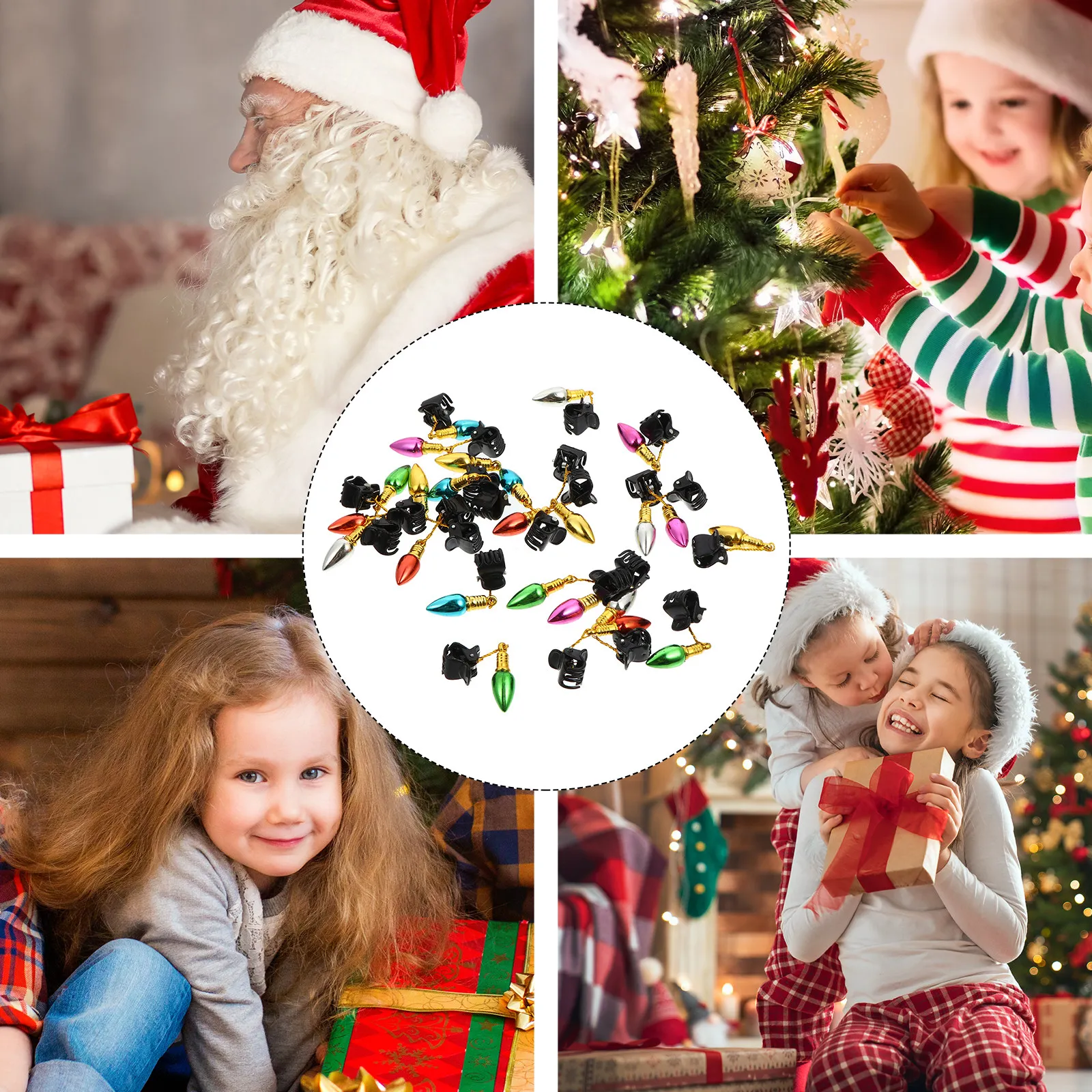 

24Pcs Christmas Beard Clips Bright Shiny Whisker Ornaments Premium Plastic Funny Bell Pendant for Holiday Party Men Facial Hair