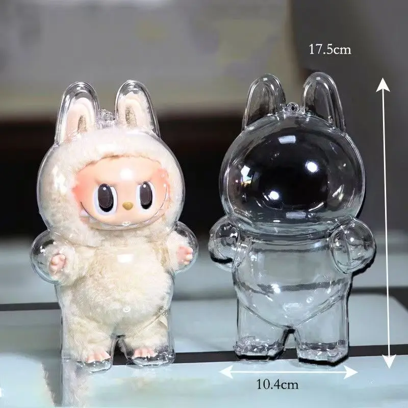 For Labubu Monster Toy Transparent Protective Cover Elf Doll Cover Storage Box Cute Elf Plushie Display Cover for Party Dolls