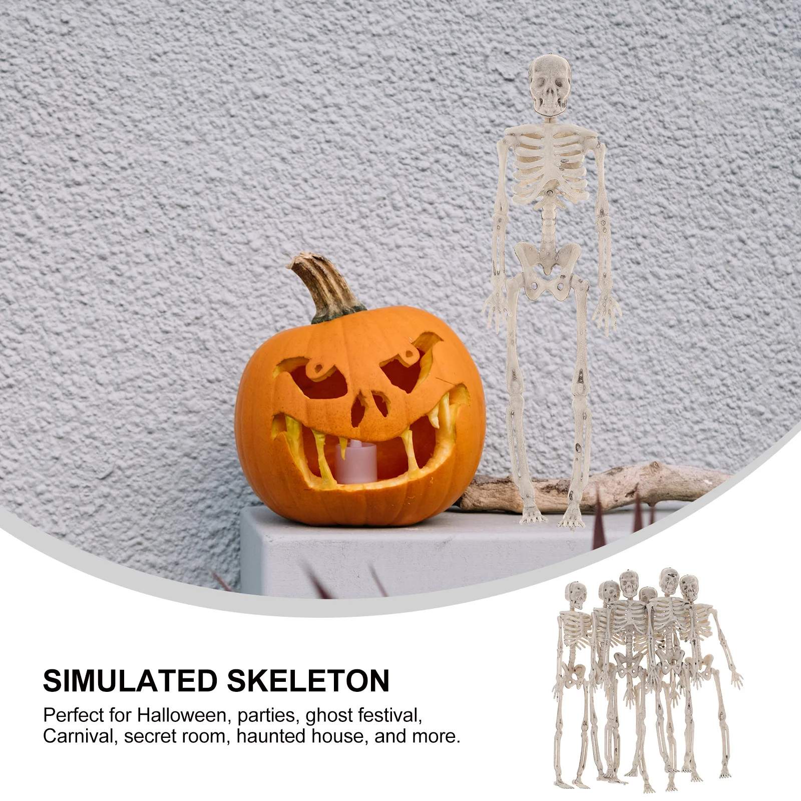 

6 Pcs Decorations Halloween Bones Skeletons Movable Beige Body Model Figurine