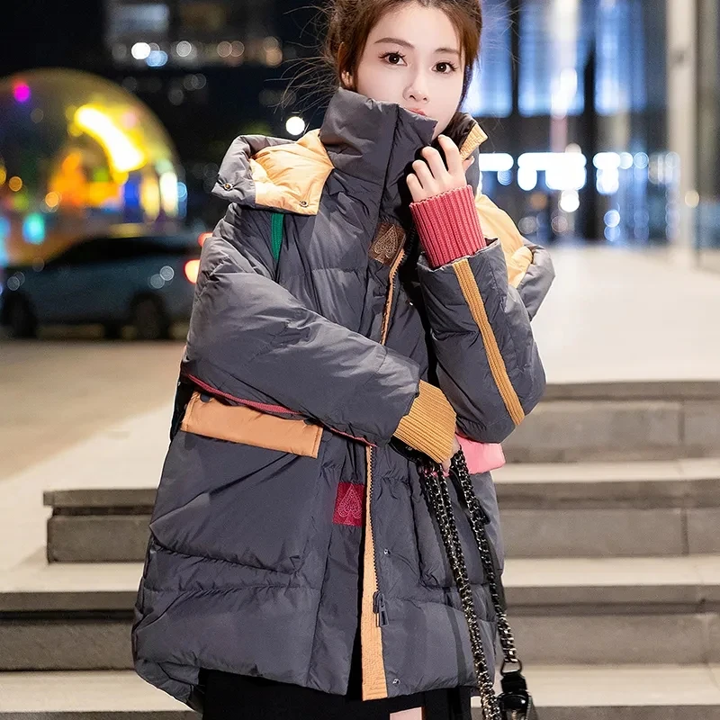 2023 Winter Women\'s Coats Down Cotton Jacket Parka Long Sleeve Hooded Thickened insulation Jackets Korean Fashion Loose Oversize