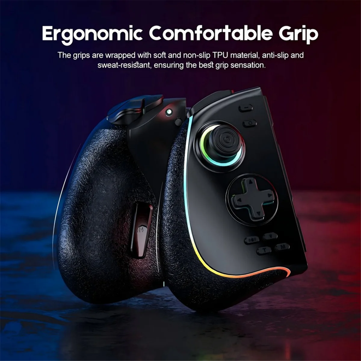 2025+ وحدة تحكم ألعاب Joy-Pad اللاسلكية للتبديل/OLED/Lite مع أضواء RGB قابلة للبرمجة 6- الدوران توربو والاهتزاز