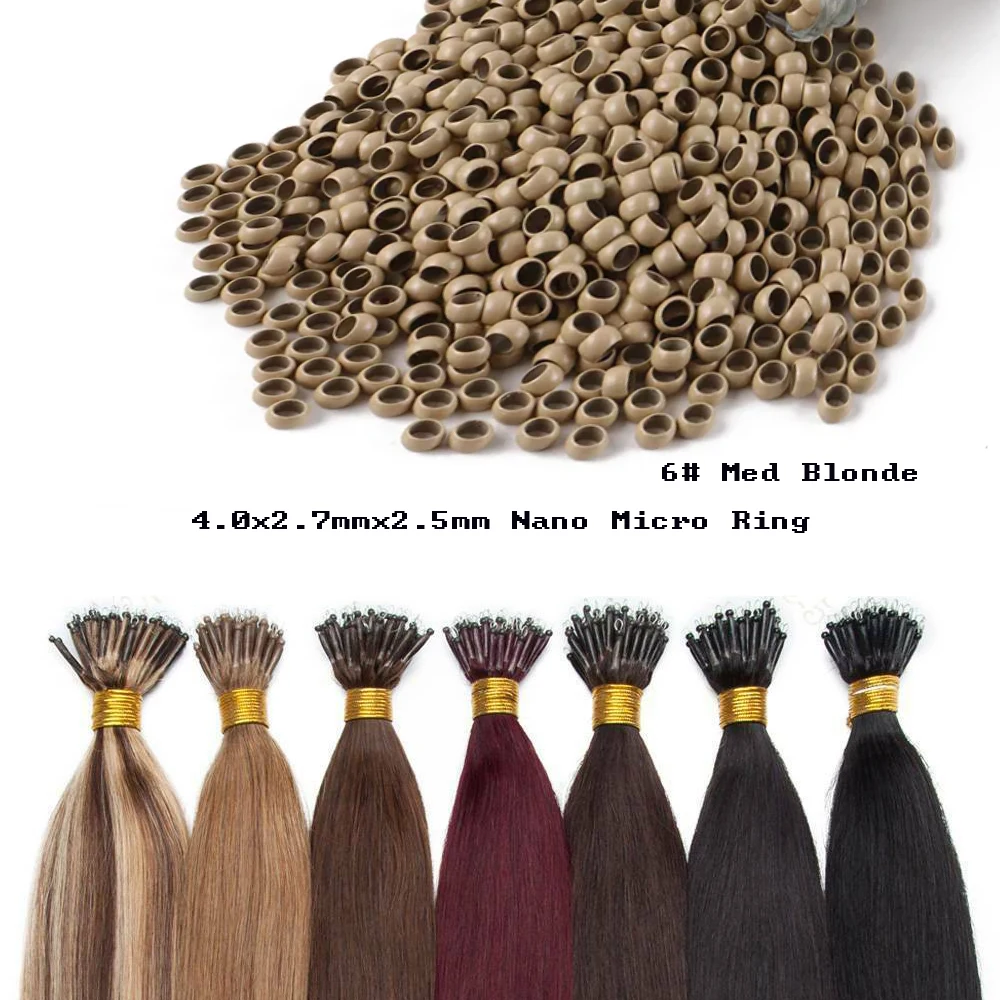 1000 Units Nano Micro Ring Beads 4.0MM Mini Human Hair Rings for Hair Extensions And Replacements