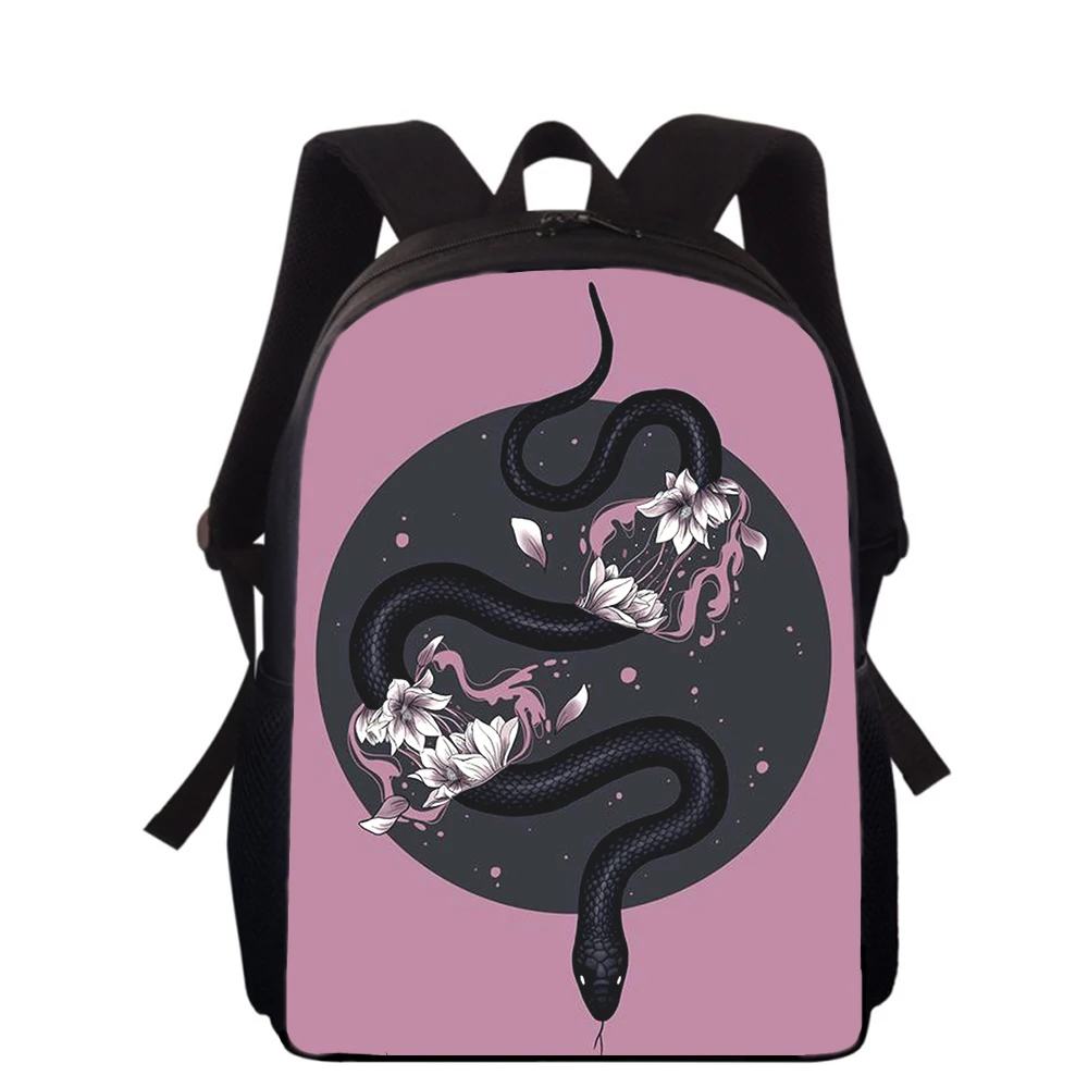 Mochila con estampado 3D de animales de serpiente para niños y niñas, morral escolar de 15 pulgadas con pintura artística