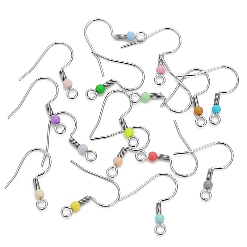 

50pcs/lot Stainless Steel Earring Hooks Bulk Hypoallergenic Antiallergic Earrings Clasp Wire Supplies For Diy Jewelry Making