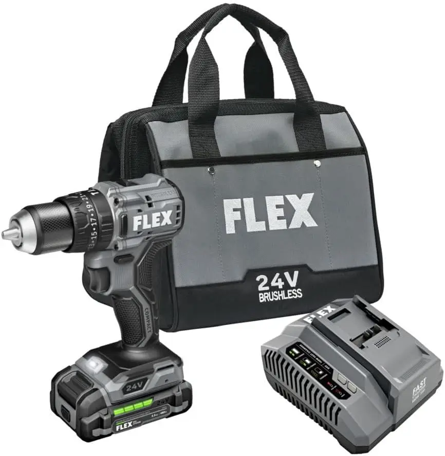 

24V Brushless Cordless 1/2-Inch 650 In-Lbs Torque 2-Speed Compact Hammer Drill Kit with 2.5Ah Lithium Battery and 160W Fast Char