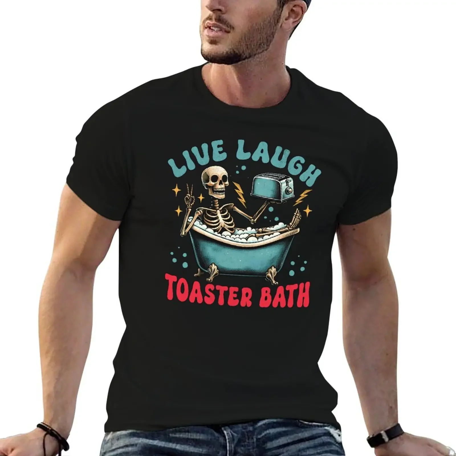 Live Laugh Toaster Bath T-Shirt oversize t-shirts man boys animal print clothes for men