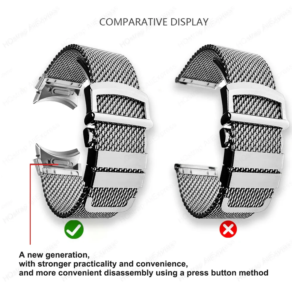 Milanese Strap for Samsung Galaxy Watch 6 Classic 47mm 43mm Band for Samsung Watch 5 4 6 40mm 44mm Pro Stainless Steel Bracelet