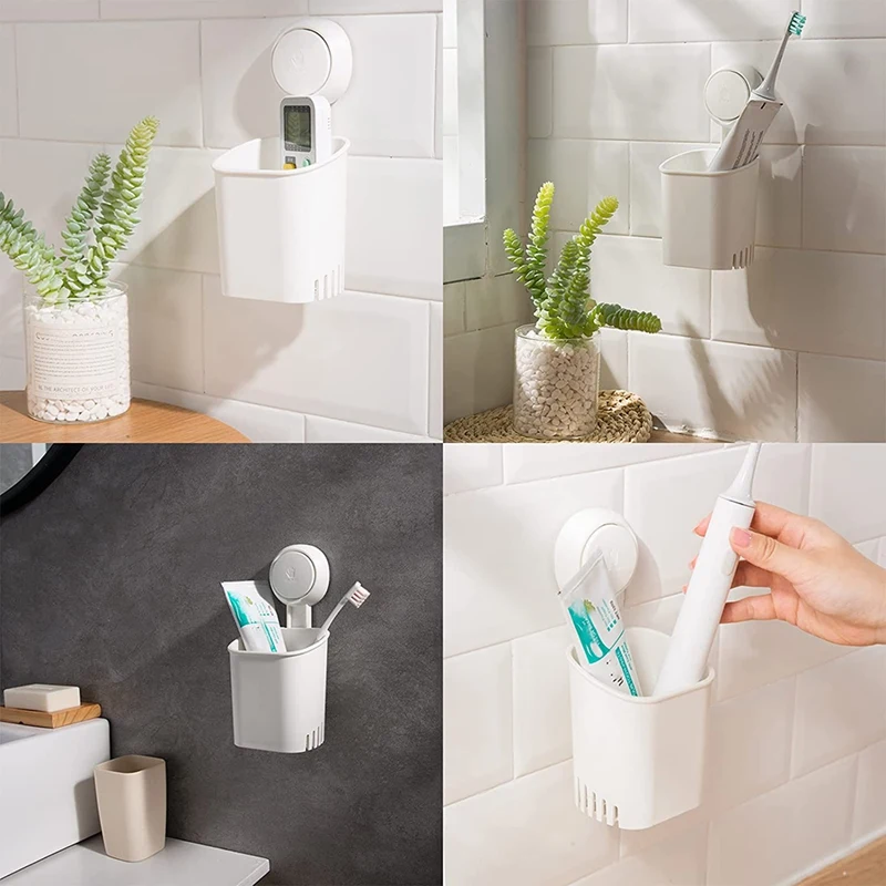 Toothbrush Holder Suction Cup Wall Mounted, 2 Packs Shower Toothbrush Holder For Bathroom Drill-Free Electric Toothbrush