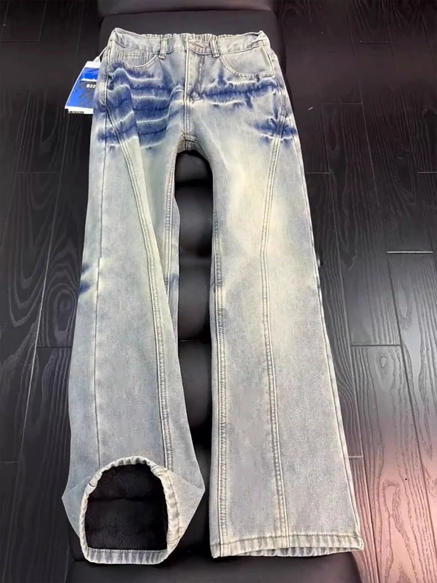 

Мужские джинсы Cleanfit American Vibe с подкладкой, прямые, теплые, расклешенные, зимние, с узором «Гром»