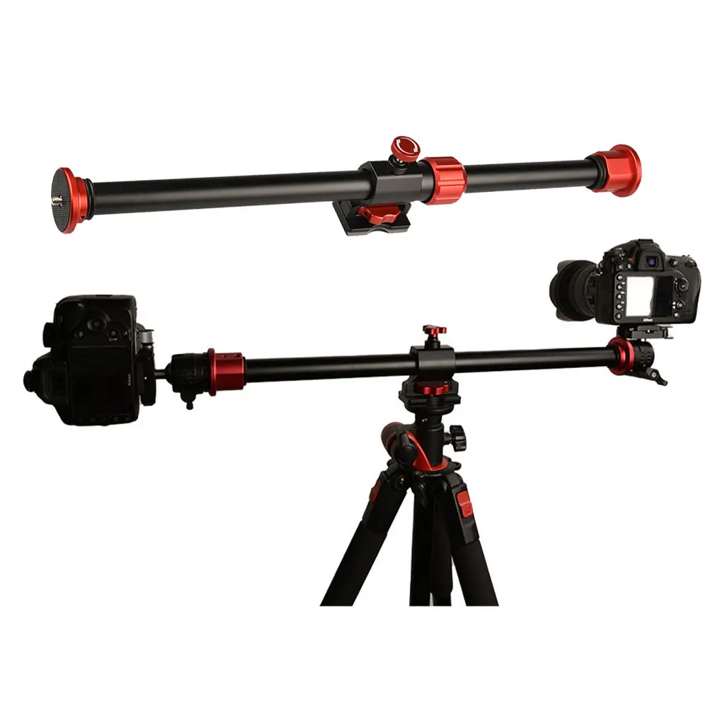 

Two-Mount Horizontal Bar Camera Tripod Rotatable Multi-Angle Extendable Adjustable Steeve with Locking System Fixtures