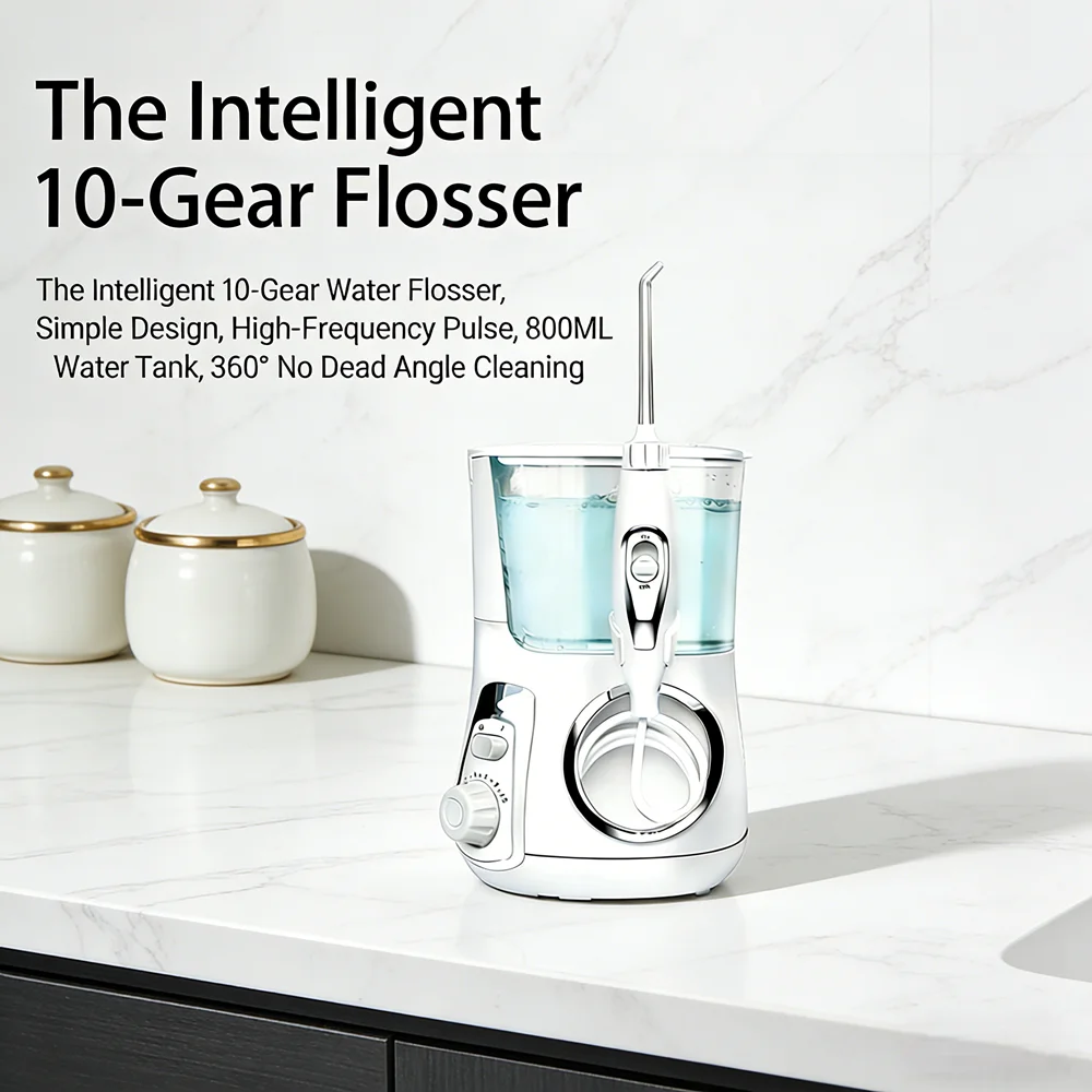 

Electric Water Flosser for Home 10 Modes 5 Nozzles 800ML Oral Irrigator Stop Bad Breath
