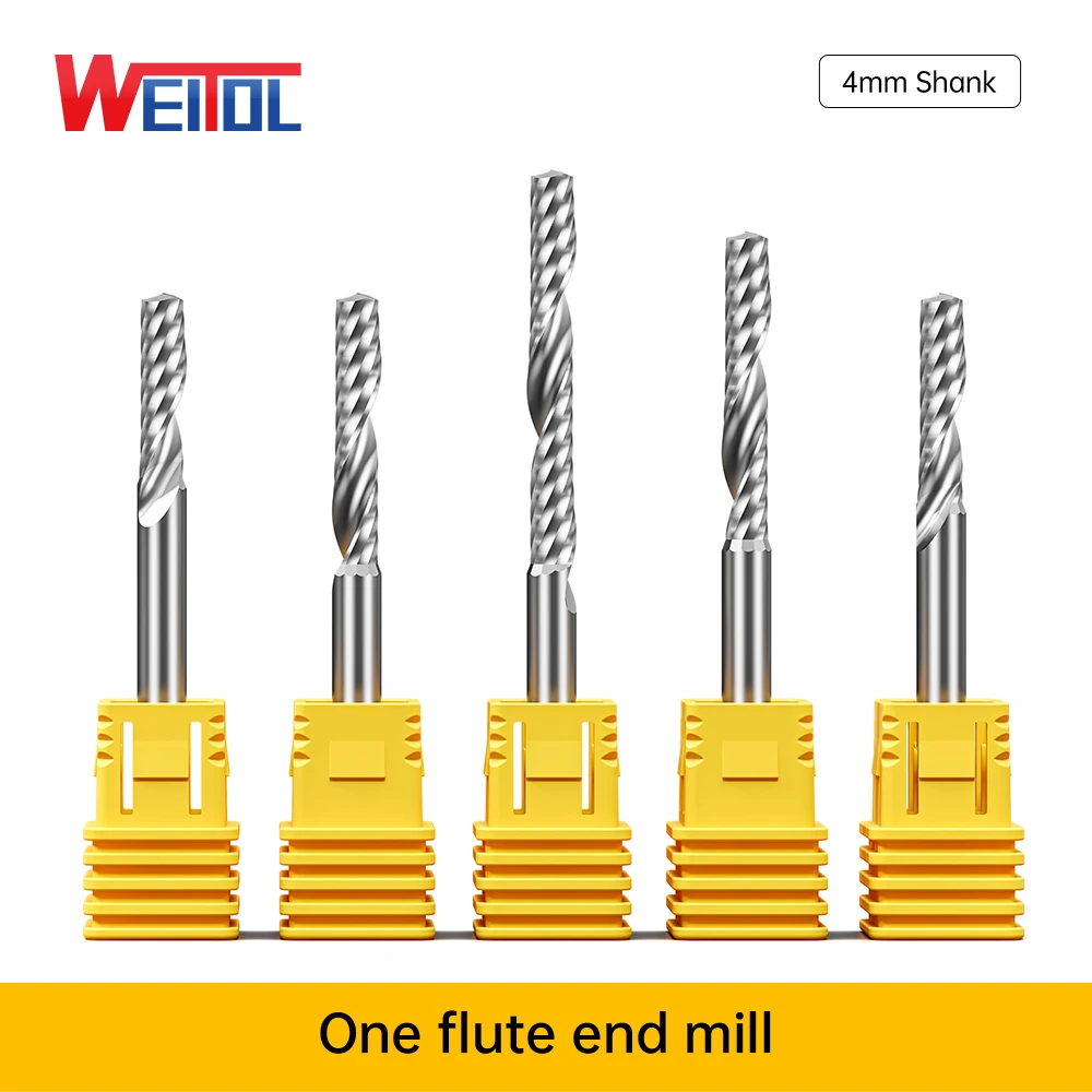 

Weitol N 10pcs/lot 4mm Single Flute Spiral Bit Carbide End Mill CNC Router BitsEnd Mills for Acrylic cutting bit