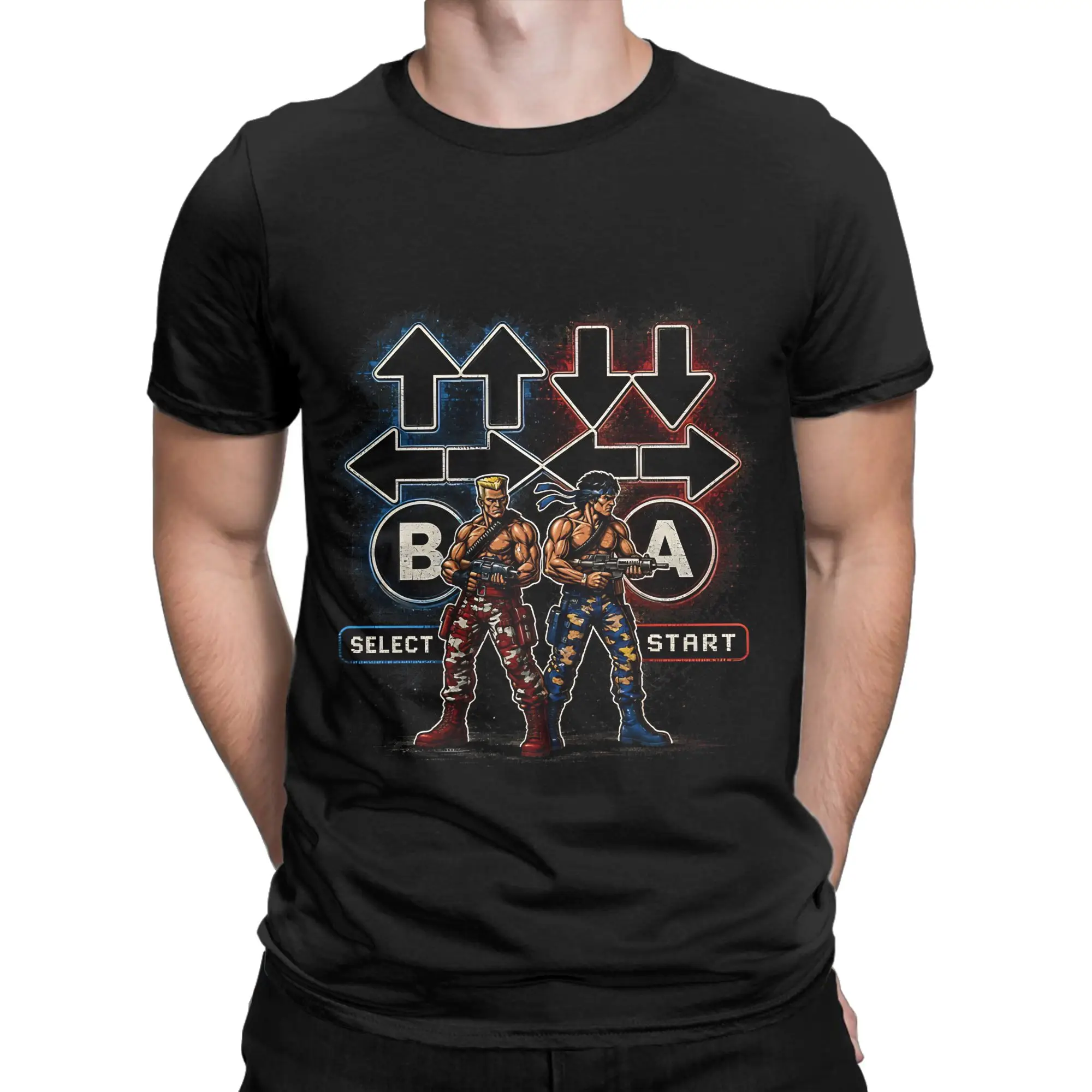 Contra Classic Shirt poster Novelty Graphic 100% Cotton T-Shirt Contra NES Tees Tops For Men
