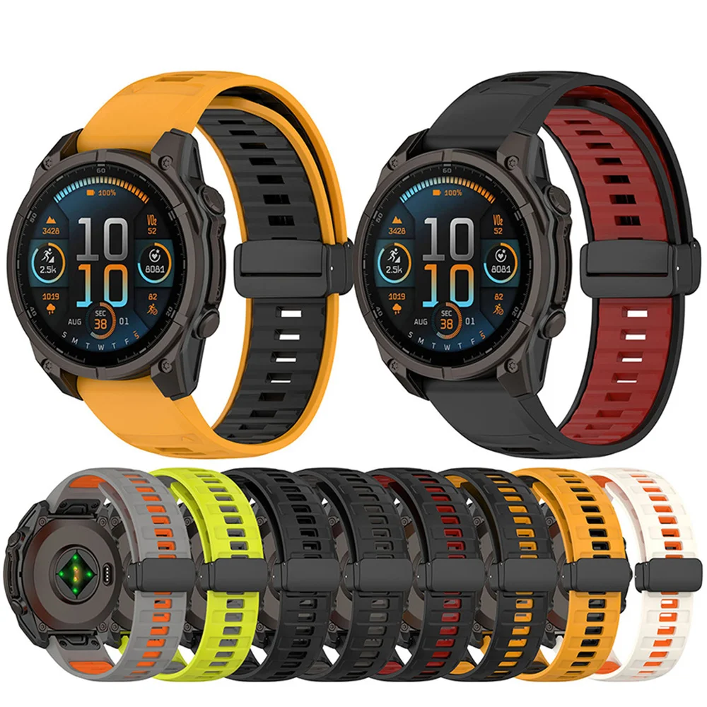 26mm 22mm 20mm Two Tone Silicone Strap for Garmin Fenix7/5/Enduro/Quatix5 Watch Band Accessories