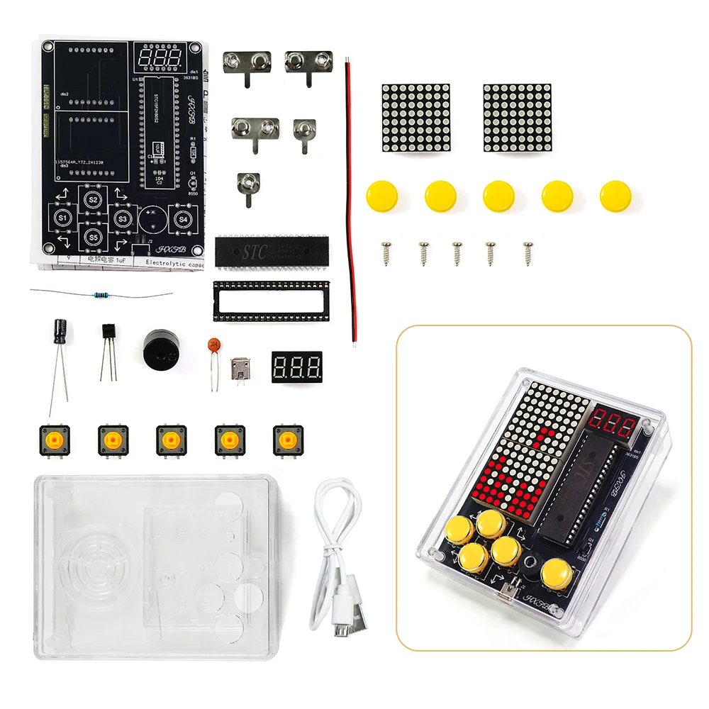 DIY verbesserte Pixel Spielkonsole elektronische Kit rote LED Dot Matrix digitale Röhre Display Löten Praxis Kit einstellbar USB 5V