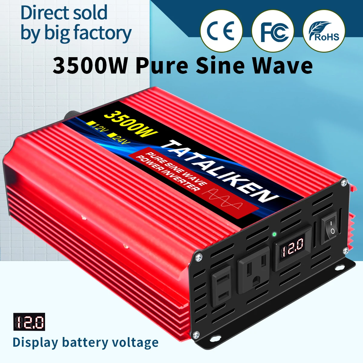 1600W~8000W Pure Sine Power Inverter  12V/24V To 110V AC Converter Car Accessories Solar With LED car inverter