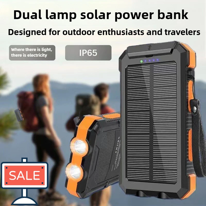 

15W Solar Power Bank 10000mAh Charging Portable Charger Phone External Battery with SOS Flashlight 2-USB Outdoor Powerbank