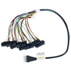 SFF-8654 8i SLIMSAS to 8x SFF-8482 + 4P Power Cable PCI-E4.0 12G 80cm NVMe U.2