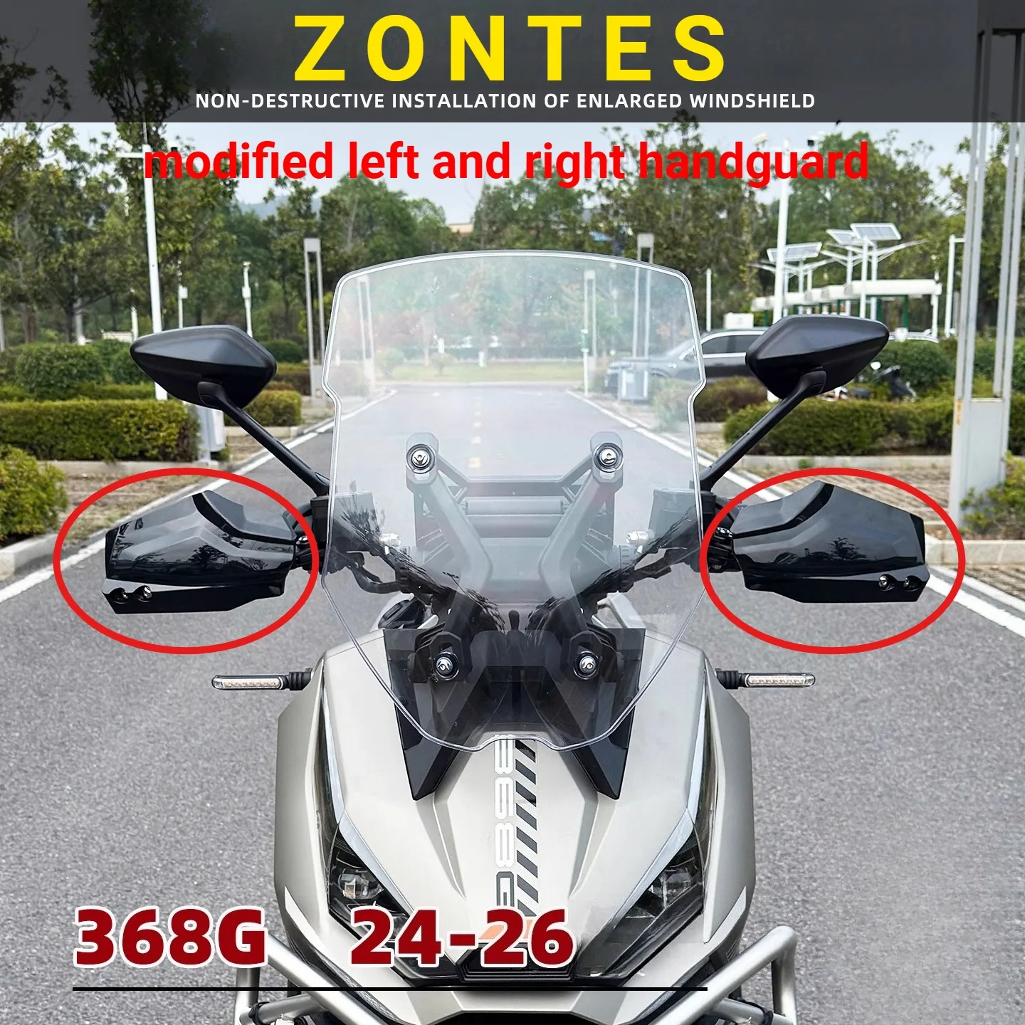 

Подходит для защиты рук скутера ZONTES 368G, увеличенной и расширенной крышки ручки лобового стекла, модифицированных левых и правых ручек.