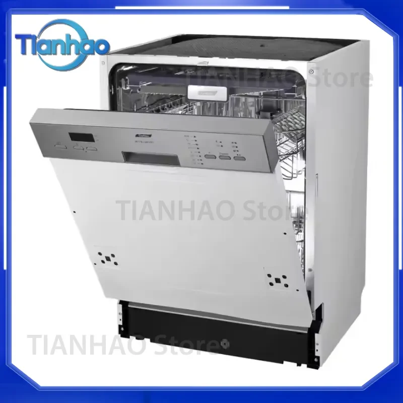 Electric Built-In Dishwasher with 8 Wash Programs and LED Control Display for Household and Hotel Use