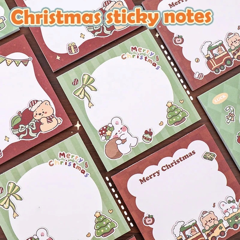 50Sheets Cartoon Sticky Note Cute Note Pads Creative Christmas Notepad Portable Message Paper School Office Supplies Gifts